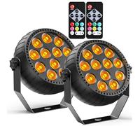 Starlitflow 2PCS Mini Par LED Sans Fil RGB 12 LED, 2200mAh Projecteur Par Batterie Rechargeable avec Télécommande, 4-6h Autonomie Lumière de Scène pour Bars DJ Discos Mariages Halloween Noël