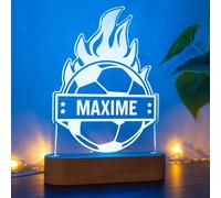 StarMaker Lampe ballon de foot personnalisée avec prénom, veilleuse gravée | Lampe LED football en acrylique, idée cadeau garçon fille anniversaire décoration chambre