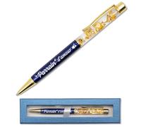 StarMaker Stylo gravé Parrain d'amour Bleu à la feuille d'or avec coffret - Idée cadeau parrain original - Stylo en métal, cadeau de naissance