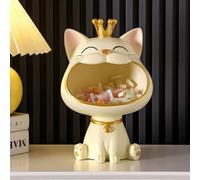 Starnearby Bol ntrée Figurine Chat, Boîte de Rangement pour Clés d'entrée Sculpture Chat en Résine, Statue de Bureau, Plateau Rangement Clés, Statue Vide Poche