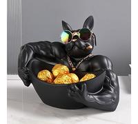 Starnearby Bouledogue Vide Poche - Statue Entrée n Résine, Sculpture Bulldog avec Plateau Rangement pour Bijoux et Décoration