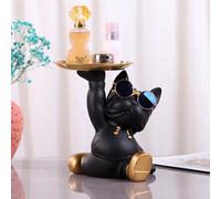 Starnearby Bulldog Statue avec Plateau, Résine, Vide Poche, Bol ntrée, Décoration