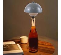 Starnearby Lampe de Bouteille Sans Fil Rechargeable, Lampe de Table Bouteille LED Tactile Forme de Champignon, Lampe de Chevet Portable, Dimmable 3 Couleurs pour Bar, Restaurant, Maison (Gris)