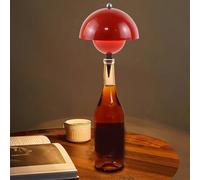Starnearby Lampe de Bouteille Sans Fil Rechargeable, Lampe de Table Bouteille LED Tactile Forme de Champignon, Lampe de Chevet Portable, Dimmable 3 Couleurs pour Bar, Restaurant, Maison (Rouge)