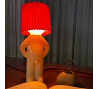 Starnearby Lampe de Chevet Créative Petit Garçon Timide, Veilleuse de Table Mignon Amusante, Lumière de Nuit avec Cable, Décoration de la Maison, Joli Cadeau (Rouge)