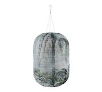 Starnearby Lanterne Japonaise Solaire Exterieur, Lanterne Solaire Chinoise à Imprimé Vintage, Lanterne Suspendue Décorative en Tissu Imperméable, Décoration pour Jardin Cour (Montagnes et rivières)