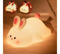 Starnearby Veilleuse d'allaitement pour enfant - Mignon lapin - Intensité variable - En silicone - Tactile - Rechargeable par USB - Veilleuse pour chambre d'enfant - Cadeau pour fille et garçon