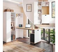 staronce Bureau d'angle pliable gauche 2 en 1 avec prise + USB, protection anti-basculement, étagères réglables en hauteur, bibliothèque