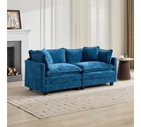staronce Canapé 2 places en chenille, 195 x 75 x 84 cm, bleu, Cloud | Canapé rembourré double mousse sans accoudoirs pour salon, appartement, petit espace, confortable