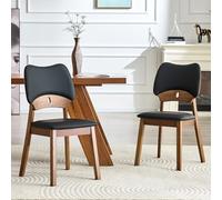 staronce Lot de 2 chaises de salle à manger avec dossier papillon, chaises rembourrées en bois, confortables pour cuisine, salle à manger, bureau, design moderne, noir
