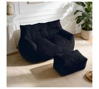 staronce Pouf avec tabouret XXL rembourré avec mousse à mémoire de forme, pouf de jeu ergonomique pour salon, chambre à coucher, housse moelleuse, noir