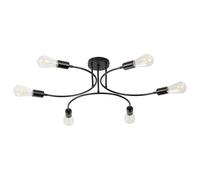 STARRYOL Lustre Suspendu Industriel Noir - 6 Bras Demi-Cercle Métallique avec Douilles E27 - Éclairage Moderne pour Salon/Salle à Manger (70 cm) - Ampoule non incluse