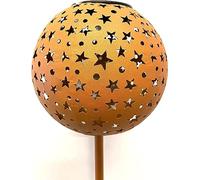 Stars Lampe solaire en métal effet rouille - Lampe solaire impressionnante projection d'étoiles - Éclairage de jardin solaire - Décoration de jardin - Prise de jardin - 300 mA - Diamètre : 18 cm -