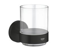 GROHE Verre avec support Start 411942430, fixations cachées, à coller ou à visser, noir mat