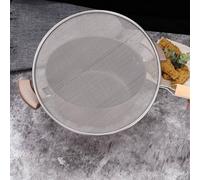 Startbuymore Protection anti-éclaboussures en acier inoxydable pour tous les types d'ustensiles de cuisine avec poignée en bois résistant à la chaleur et trou de suspension peu encombrant (21 cm)