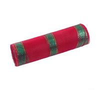 Startbuymore Rouleau de ruban léger en maille PP 26 x 900 cm pour loisirs créatifs et emballage, matériau adapté à divers besoins de décoration et d'emballage (rouge et vert)