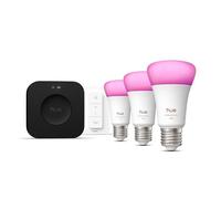 Philips Kit de démarrage Hue 3 ampoules E27 Blanc et couleurs 1100 lm pont + télécommande Blanc