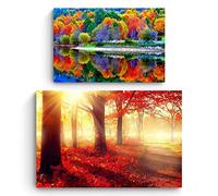 Startonight Impression sur Toile | Paysage Nature | Forêt Rouge et Forêt d'automne | Achetez-en Un Obtenez-en Deux