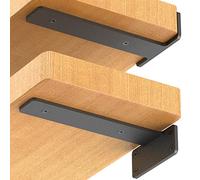Starunder Lot de 6 supports d'étagère flottants de 25,4 cm, supports d'étagère industriels robustes, supports en L en métal noir pour étagères (1,27 cm d'épaisseur)