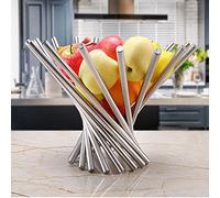 STARVAST Corbeille à fruits pliable créative en acier inoxydable - Décoration de table - Bol à fruits rotatif unique - Argenté