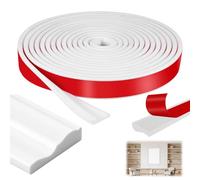 Starvortex Moulure Adhesive pour Murs, 7m x 3,9cm Moulure Murale Adhesive, Plinthe PVC Décoratifs Adaptés aux Portes Intérieures Blanches, Plinthe Souple Autoadhésive pour Murs et Armoires à Miroir