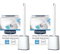 STARWAX - Brosse WC Silicone Double Face - Nettoyage Facile même dans Les endroits Difficile - Séchage Rapide et sans Odeur - Robuste - Couleur Blanche (Lot de 2)