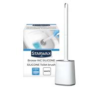 STARWAX - Brosse WC Silicone Double Face - Nettoyage Facile même dans Les endroits Difficile - Séchage Rapide et sans Odeur - Robuste - Couleur Blanche