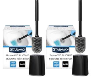 STARWAX - Brosse WC Silicone Double Face - Nettoyage facile même dans les endroits difficiles - Séchage rapide et sans odeur - Robuste - Couleur Noire (Lot de 2)