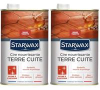STARWAX - Cire Nourrissante pour Tomettes et Terres Cuites Teinte Rouge - Embellit, Nourrit et Protège - Patine à l'Ancienne - Non Glissant - Formule Anti Tache - Fabriqué en France - 1L - 30m²