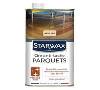 STARWAX - Cire Starlon Antitache pour Parquets Cirés Neufs et Anciens - Incolore - Embellit et Protège les Parquets Cirés des Taches - Non-glissant - Fabriqué en France - 1L - 30m²