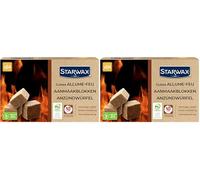 STARWAX - Cubes Allume-feu - Jusqu'à 10min de Combustion - Allumage Rapide - N'altère Pas la saveur des Aliments - PEFC - x64 Cubes, Neutre (Lot de 2)