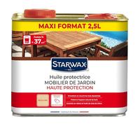 STARWAX - Huile Haute Protection Mobilier de Jardin - Bois Exotiques et Européens - Résiste à l’Eau, Graisses et UV - Longue Durée - Enrichie en Résine et Huile de Bois - Fabriquée en France - 2,5 L