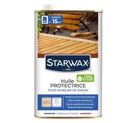 STARWAX Huile protectrice pour mobilier de Jardin 1L incolore | Nourrit et protège bois exotiques et européens, anti-tache anti-graisse, barrière anti-UV, aspect mat, rendement 15m²/L
