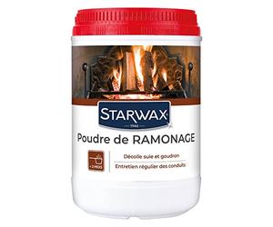 STARWAX - Poudre de Ramonage 1kg - Poêle et Cheminée - Décolle les Suies et Goudrons - Optimise le Pouvoir Calorifique - 3 Mois de Protection Environ - Fabrication Française