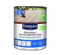 STARWAX Saturateur Haute Protection pour terrasses Bois 1L incolore | Protège et nourrit en profondeur bois exotiques, riche en huile de tung, résistance aux intempéries, rendement 10 à 12m²/L