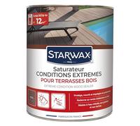 STARWAX SATURATEUR HAUTE PROTECTION POUR TERRASSES EN BOIS TECK 1L | Nourrit protège et embellit terrasses bois exotiques, résistance UV intempéries et eau chlorée, rendement 10 à 12m²/L