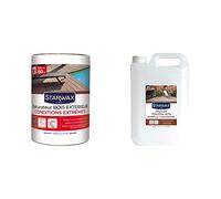 STARWAX Saturateur Haute Protection pour Terrasses en Bois Teck - 5L - Embellir et Protéger contre les intempéries & Dégrisant Concentré pour Terrasse en Bois - 5L - Adapté aux Terrasses en Bois