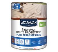 STARWAX - Saturateur Haute Protection - Pour Terrasses et Bois Extérieurs - Couleur Teck - Protège et Nourrit en Profondeur - Empêche le Dessèchement-Sans Solvant - Fabriqué en France - 1L - 10 à 12m²