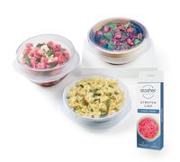 Stasher Premium Reusable Silicone Stretch Lids 3-Pack Box - Large, Clear, 9” Lids, Airtight Seal, Food Container Covers, BPA Free, Leak-free, Dishwasher Safe, Microwave Safe, Eco-Friendly