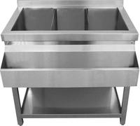 Station à cocktails KuKoo Gastro en acier inoxydable, comptoir de bar avec bac à glaçons, 85 cm (H) x 55 cm (L) x 85 cm (l)