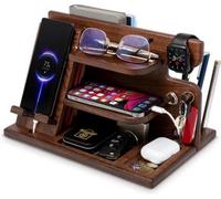 Station d'accueil en bois - Cadeau pour homme - avec porte-clés - Pratique et élégante