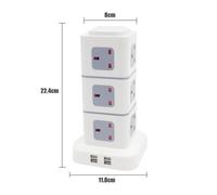 Station d'alimentation innovante pour votre espace : tour multiprise avec rallonge rétractable, matériau PC ignifugé de haute qualité pour une