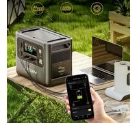 Station d'alimentation portable 2400W, stockage d'énergie, alimentation 2048WH, batterie Lifepo4, alimentation de secours, alimentation domestique extérieure P210 2400W Silver