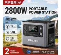 Station d'alimentation portable AFERIY AF-P280, sortie AC 2800W, capacité 2048Wh, batterie LiFePO4, 15 ports, alimentation mobile, contrôle à distance par application, camping en plein air, maison P28