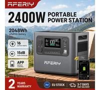 Station d'alimentation portable AFERIY P210, sortie AC 2400W, capacité 2048Wh, batterie LiFePO4, fonctionnement silencieux 15dB, 16 ports, alimentation mobile, commande à distance par application, 240