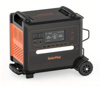 Station d'alimentation portable de 2500 W, avec une capacité de batterie de 2304 Wh et un chariot de transport pliable
