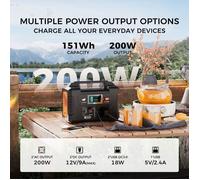 Station d'alimentation portable - FlashFish E200 - Capacité de 151 Wh/40 800 mAh - Sortie CC - USB - Plein air - Camping