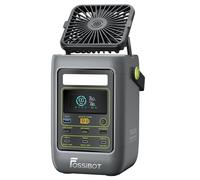 Station d'alimentation portable FOSSiBOT FDC300, batterie LiFePO4 288 Wh, double sortie haute puissance USB-C 140 W, écran HD intelligent, ventilateur de refroidissement intégré.