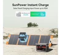 Station d'alimentation portable - Générateur solaire pour l'extérieur - Idéal pour le camping et les situations d'urgence - Batterie LiFePO4 - Capacité de 200 Wh - Noir