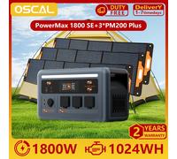 Station d'alimentation portable OSCAL PowerMax 1800SE, 3*PM200 plus batterie LiFePO₄ 1024Wh, 1800W en mode continu / 3600W en mode crête, contrôle intelligent par application PowerMax 1800 SE+3*PM200